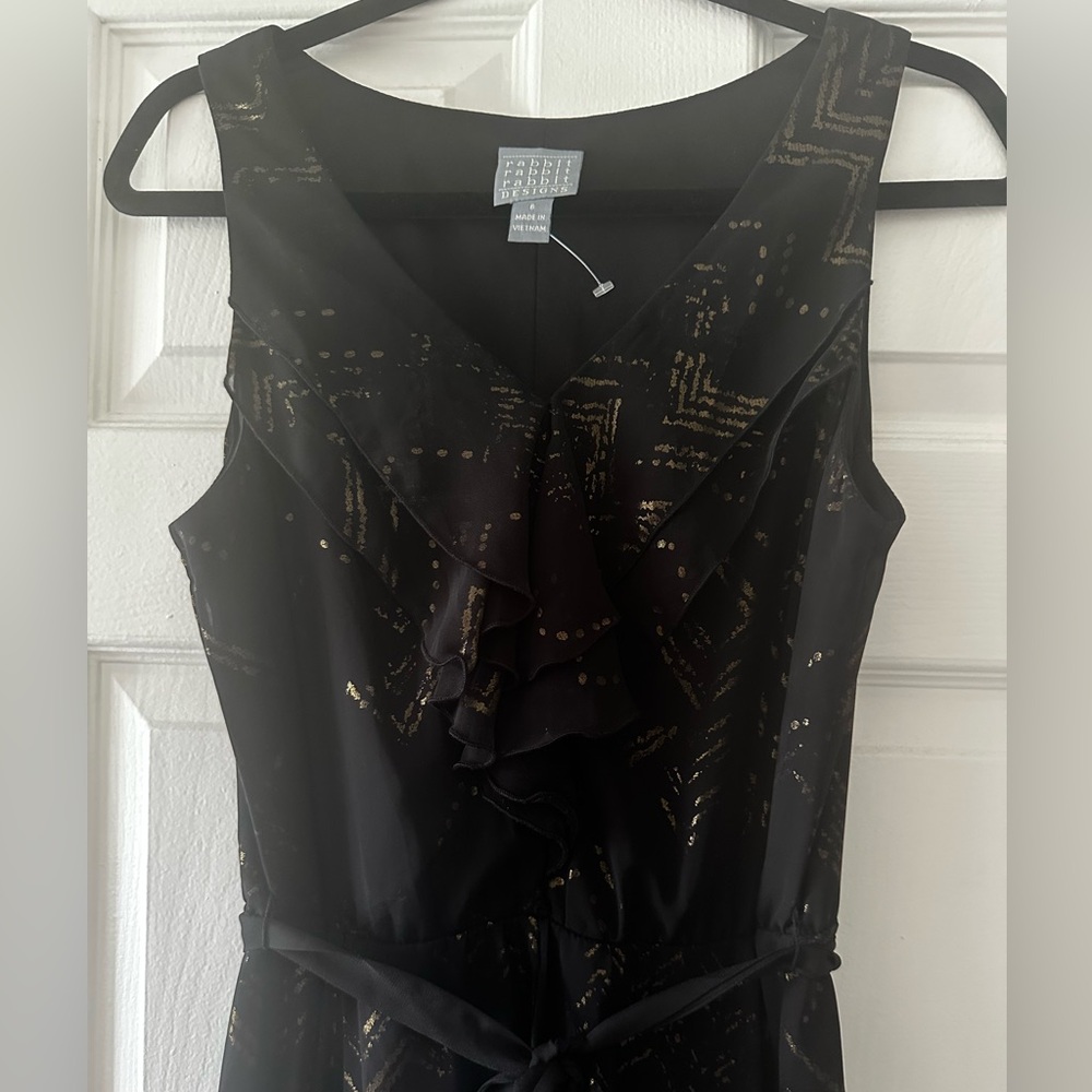 NWOT- Rabbit Rabbit Rabbit Black and Gold Midi Dress - Picture 11 of 12